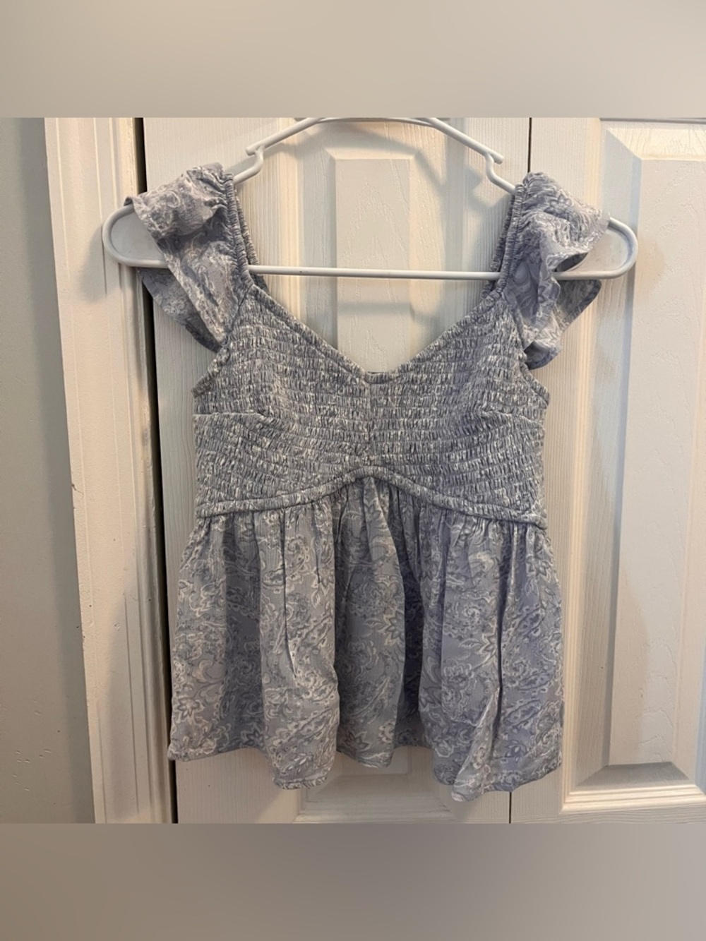 Hollister Light Blue Floral Babydoll Top